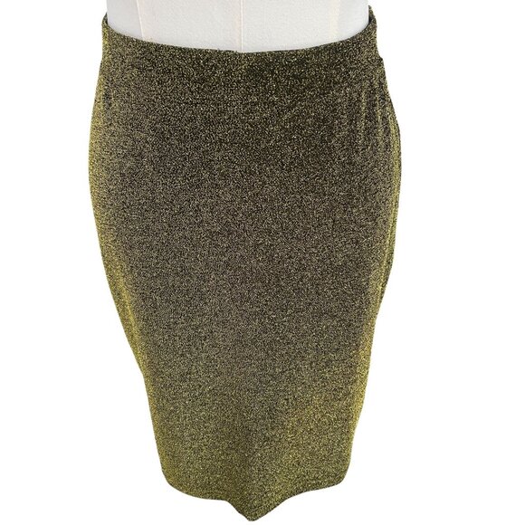 Michael Kors Gold Glitter Pencil Skirt XL Metallic Holiday Party Glam - Picture 6 of 9